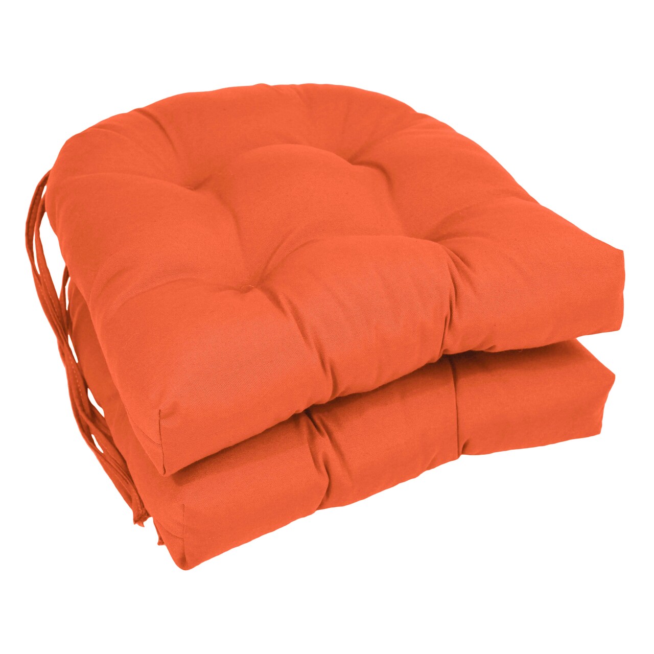 16-inch Solid Twill U-shaped Tufted Chair Cushions (Set of 2) - Tangerine Dream